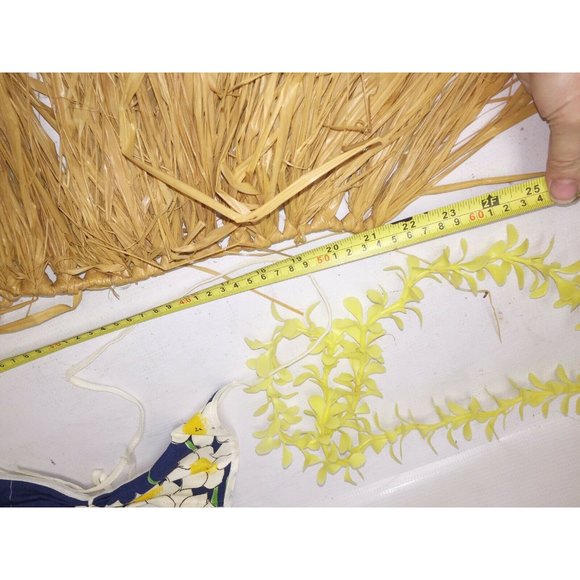 Vintage CHILD’S 3 PC HULA Outfit Hawaii Blue Yellow Lei Size S-M - Picture 6 of 8